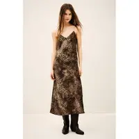 Ba&sh pour femme. 1E26CATE Robe Catelina marron (34), Casuel, Fête, Imprimé animal, Polyester, Sans manches / bretelles