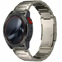 Accezz Bracelet en acier Titane mat - Connexion Garmin 26 mm - Titanium