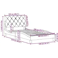 vidaXL Cadre de lit sans matelas gris foncé 100x200 cm Tissu