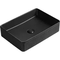 Mexen Grovo lavabo à poser cannelé 51 x 37 cm, noir mat - 22305185