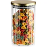 Koopman Bocal de stockage - 1 l - Conservation optimale - Verre - Pot hermétique transparent à couvercle doré