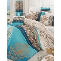 L'essentiel Maison , Adal- PRL6841, Turquoise, couettes, 100% coton ranforce