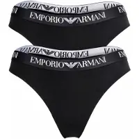 Emporio Armani pour femme. EW000402_AF13033 Lot de 2 strings Coton essentiel noir (L), Homewear