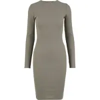 Urban Classics Rib Long Sleeve Long Dress Vert L Femme