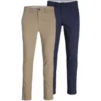 Jack & Jones Pantalon chino 'Macro Dave' beige / bleu marine