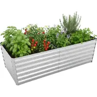 Relaxdays Jardinière surélevée , métal galvanisé, H x l x P : 57 x 180 x 90 cm, jardinière carrée pour légumes, herbes aromatiques et fleurs, couleur argent