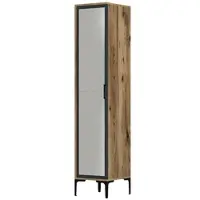 Dmora Asphodèle - Armoire Multifonction 1 Porte, 40x201h cm Noyer Brun, Porte-vêtements