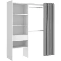 Dmora Arim – Grande Garde-robe, 160x205h cm Blanc, Porte-manteaux