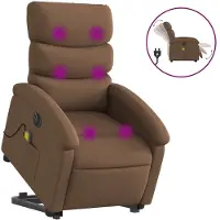 vidaXL Fauteuil de massage électrique avec releveur Marron Tissu