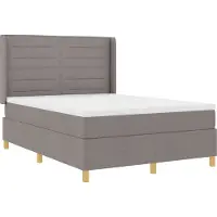 vidaXL Lit boxspring avec bandes lumineuses LED, taupe, 140 x 190 cm, tissu