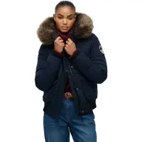 Superdry pour femme. W5012135A Blouson bomber Everest Ella bleu marine (S), Casuel, Polyester