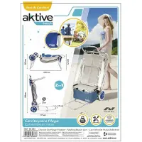 Aktive 62683 Folding Beach Cart With Large Wheels 47x75x104 Cm Argenté