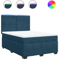 vidaXL Lit boxspring avec matelas bleu 140x200 cm velours