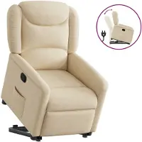 vidaXL Fauteuil relax avec releveur Crème Tissu