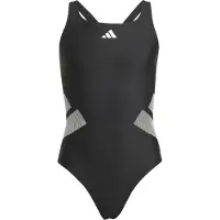 Adidas Maillot de bain de sport 'Logo C-back Swimsuit' gris / noir / blanc