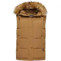 Superdry Femme Veste Sans Manches en Fausse Fourrure Everest Marron Taille: 40