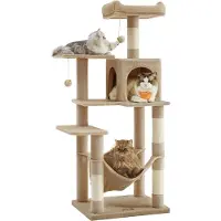 Songmics Griffoir pour chats PCT161K01V1, 143 cm, couleur marron clair