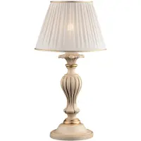 Bonetti Illumina Leonardo Lampe En Bois Ivoire Et Doré 1 Lumière Avec Abat-Jour Dm.35 H.62 D.35 Bl180-Lm-Av