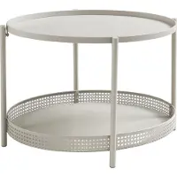En.casa Table basse « Jäller » ovale en métal aspect rotin 66 x 51 x 44 cm Taupe