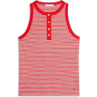 Tommy Hilfiger Gold Button Henley Sleeveless Top Rose XS Femme