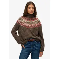 Superdry pour femme. W6110657A Pull à col roulé marron Fairisle (S), Casuel, Polyester, Manche longue
