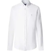 Hackett London pour homme. HM3010635 Chemise de tailleur en lin blanc (XL), Casuel, Manche longue