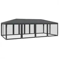 Syfax Tente de fête avec 12 parois latérales maille anthracite 8x4 m