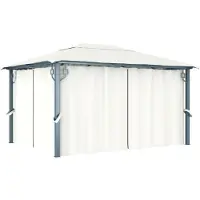Syfax Tonnelle avec rideau 400x300 cm Crème Aluminium