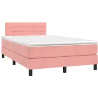 vidaXL Lit boxspring avec matelas rose 120x190 cm velours