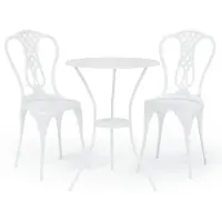vidaXL Ensemble Bistro 3 pièces fonte d'aluminium blanc