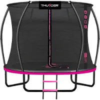 Thunder Trampoline de jardin Ultra 305 cm 10 ft filet intérieur 150 kg Noir Rose