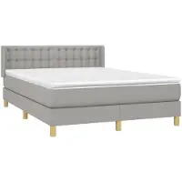 vidaXL Lit boxspring avec matelas gris clair 140x200 cm Tissu