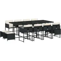 Syfax Ensemble à manger de jardin 13 pcs coussins noir résine tressée