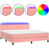 vidaXL Sommier tapissier avec matelas et LED Rose 160x200 cm Velours