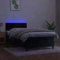 Prolenta Maison Exclusive - Sommier à lattes de lit avec matelas LED Noir 90x190 cm Velours