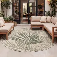 FRAAI Tapis d'extérieur rond - Tiga Palm Vert | Ø 100 cm | Rond | Tissage plat