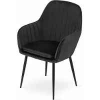 Leobert Chaise Valora LUGO en velours noir, pieds noirs x1 | Élégante chaise en velours noir avec pieds robustes