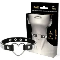 Coquette - collier ras de cou strass cœur - noir