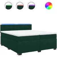 vidaXL Lit boxspring avec matelas vert foncé 200x200 cm velours