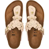 Birkenstock pour femme. 1029304 Sandales en Cuir Gizeh Flower Embellishment (Coupe Étroite) rose clair (40), Plat, Boucle, Casuel