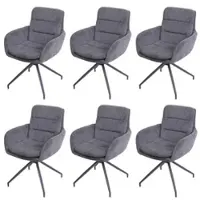 Mendler Lot de 6 chaises de salle à manger HWC-K32, chaise de cuisine fauteuil chaise, pivotante position auto, tissu/textile velours côtelé gris