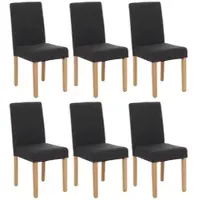 Mendler Lot de 6 chaises de séjour Littau tissu noir, pieds clairs
