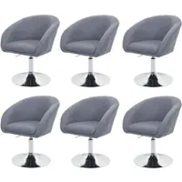 Mendler Lot de 6 chaises de salle à manger HWC-F19, chaise de cuisine pivotante Loungesessel, pivotante réglable en hauteur tissu/textile gris foncé