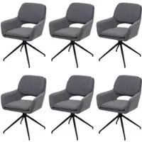 Mendler Lot de 6 chaises de salle à manger HWC-N74, chaise de cuisine, pivotante Auto-Return, tissu Bouclé (540g/m²) Oeko-Tex gris