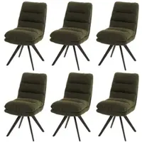 Mendler Lot de 6 chaises de salle à manger HWC-G66, chaise de cuisine, pivotante Auto-Position Tissu/Textile Bouclé MVG vert