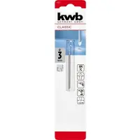 Kwb Mèche à verre en carbure, Ø 3 mm (plaquette en carbure, pointe de centrage, faible vitesse de rotation, huile de coupe, tige ronde)