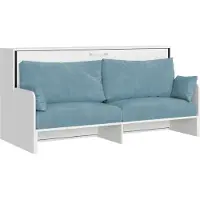 Itamoby Table Basse Kando Simple Et Lumineuse Avec Canapé Et Matériaux Blancs Et Bleu Clair