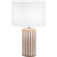 Perenz Lampe De Table En Céramique Marron Avec Abat-Jour Tissu D.28 Cm H46 Cm, 1Xe27 Max 60W, Finition Chaleureuse