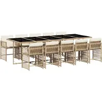 vidaXL Salon de jardin 11 pièces avec coussins Beige Poly Rattan