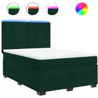 vidaXL Lit boxspring avec matelas vert foncé 140x190 cm velours